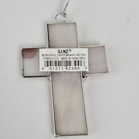 Stained Glass Cross, Thinking of you, peace lilly, Christmas Holiday Ornament - Picture 2 of 3